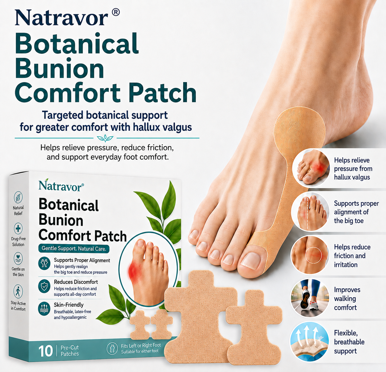 🏅Natravor® Botanical Bunion Comfort Patch 👠💃（Physical Stretch Support + Botanical Comfort Formula)